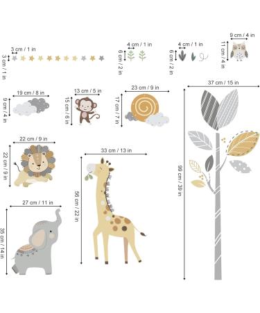 Decalmile Safari Animals Tree Wall Stickers - Jungle Elephant Lion Giraffe Wall Decals for Baby Nursery and Kids Room Decor - Buy Online on SooperMarket.com