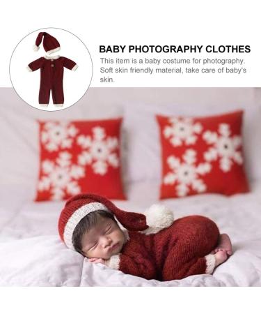 KESYOO Santa Claus Red Hat Newborn Baby Photography Romper Handmade Crochet Knitted Costume for Boys and Girls - Buy Online on SooperMarket.com