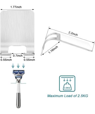 Razor Bracket Shower Set - 3 Pieces Silver Self-Adhesive Stainless Steel Razor Holders for Bathroom & Kitchen - No Drilling Required - Buy Online on SooperMarket.com