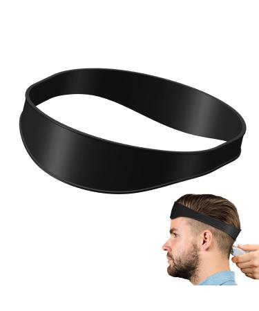 Hair Cutting Tool Curved Silicone Haircut Band |Neckline Shaving Template and Hair Trimming Guide| DIY Home Haircuts |Buzz and Taper Guide for Clippers (01-black)