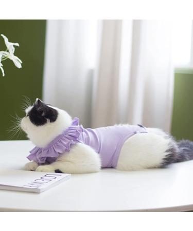 Yeapeeto Cat Recovery Suit | E-Collar Substitute for Cats | Prevent Licking Abdominal Wounds | Breathable & Warm After Surgery | Purple S - Buy Online on SooperMarket.com