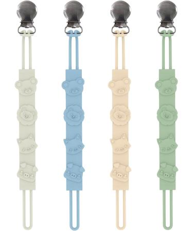 Baok Baby Schnullerhalter - 4 Anti-Tie-Off Steel Pacifier Chains | Silicone Pacifier Holders for Babies & Parents - Buy Online on SooperMarket.com
