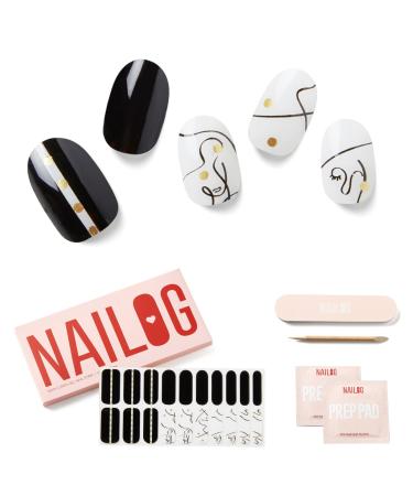 NAILOG Semi Cured Gel Nail Strips Extra Long Nail Polish Strips (20 Pieces) Long Lasting Semi Cured Nail Stickers with Soft Glossy Gel Finish Illusion