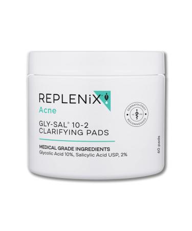 Replenix Gly-Sal Clarifying Acne Pads - Maximum Strength  Oil-Free Pads with Glycolic & Salicylic Acid  Acne Treatment  Travel Friendly  60 ct. 10% Glycolic Acid