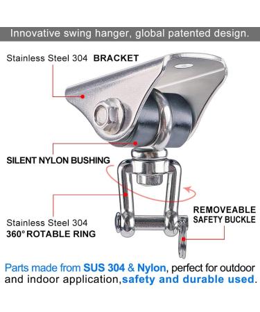 Super Silent  No Squeaking  Permanent Antirust 360 Swivel Swing Hanger  Heavy Duty Swing Hook with 4 Screws for Concrete Wooden Hanging Hardware for Porch Chair Hammock Gym SELEWARE silent swing swivel hook - Buy Online on SooperMarket.com