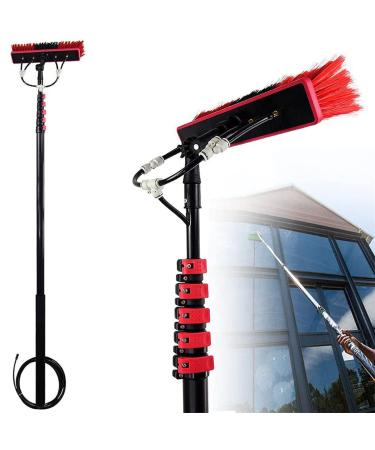 Window Cleaning Pole Water/Hose Fed Pole Window Cleaning Brush Equipment Extendable Cleaner Pole for Large Vehicles Trucks Roof/5.4M/18Ft 35cm Brush Head 9M/30FT
