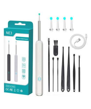 WAITLOVER HD Smart Visible Lighting Ear Set Ear Cleaner Wireless Portable Earpick Mini Ear Endoscope Earwax Remover Camera Cleaning White+black free size