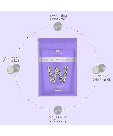 Glitter Grey Hard Wax Beads 1lb - Gentle Hair Removal for Sensitive Skin - Facial & Fine Hair - At-Home Waxing Refill - Buy Online on SooperMarket.com