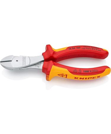 Knipex High Leverage Diagonal Cutter chrome-plated insulated with multi-component grips VDE-tested 160 mm (self-service card/blister) 74 06 160 SB Multi-component Grips Yellow/Red 1000 V 160 mm chrome-plated on self-service card