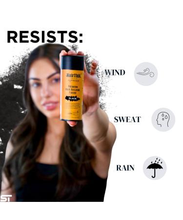 HairThik Hair Building Fibers - Thicker Fuller Hair Solution for Men & Women | 55g Black - Instantly Fill Fine & Thinning Hair - Buy Online on SooperMarket.com