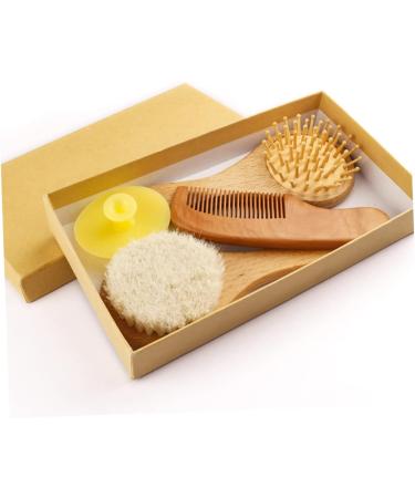 KOMBIUDA 1 Set Newborn Wooden Baby Hairbrush and Comb Cap | Natural Grooming Gift for Infants and Toddlers - Buy Online on SooperMarket.com
