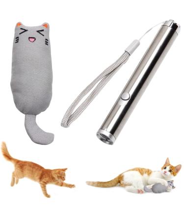 MOSNOW Cat Chase Toys 1 Pack 2 in 1 LED Pointer Cat Toys&1 Pack Cat Catnip Toys Funny Cat Toys Pet Interactive Toys for Pet Indoor Exercise Training Tool