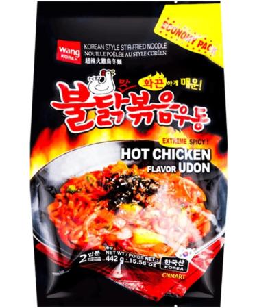 CNMART Wang Hot Chicken Udon Korean Style Stir Fried Noodle 442g (Pack of 3) - Buy Online on SooperMarket.com