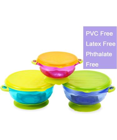 PandaEar Stay Put Spill Proof Baby Suction Bowls Set - BPA Free with Silicone Utensils and Secure Lids - Buy Online on SooperMarket.com