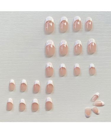 RikView Oval Glossy French Press on False Nails - 24PCS Short White Full Cover Prom Nails for Women and Girls - Buy Online on SooperMarket.com