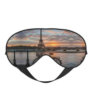 Eiffel Tower Bike Sleep Mask-Adjustable Breathable Fashionable Eye Mask for A Comfortable Sleep Experience