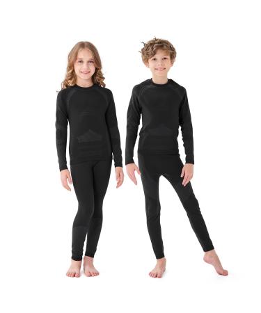 Homord thermal underwear children functional underwear - ski underwear for children football thermo underwear set for boys and girls long breathable sports underwear for skiing football sport XXL (146/152) 150-155cm 1st black