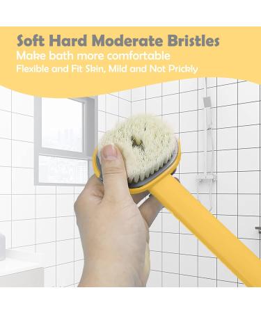 Long Handle Bath Body Brush - PUSCOBSY Yellow Back Scrubber for Shower - Exfoliating & Cleansing Shower Brush - 14 inch - Buy Online on SooperMarket.com