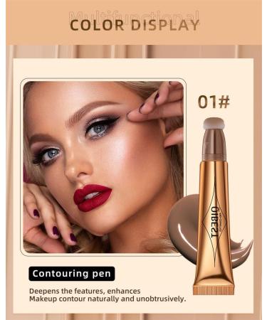 Go Ho Liquid Contour Wand - Natural Finish, Cream Contour Stick with Cushion Applicator - #01 Light Brown - Buy Online on SooperMarket.com
