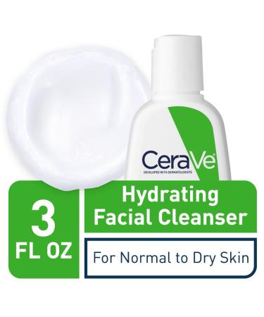 CeraVe Hydrating Facial Cleanser 3 fl oz - Ideal for Normal to Dry Skin - Buy Online on SooperMarket.com