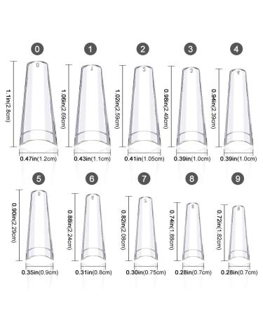 500pcs Medium Coffin Clear Acrylic Nail Tips with Acrylic Box - 10 Sizes Half Cover French False Nails for DIY Nails at Home or Salon - Buy Online on SooperMarket.com