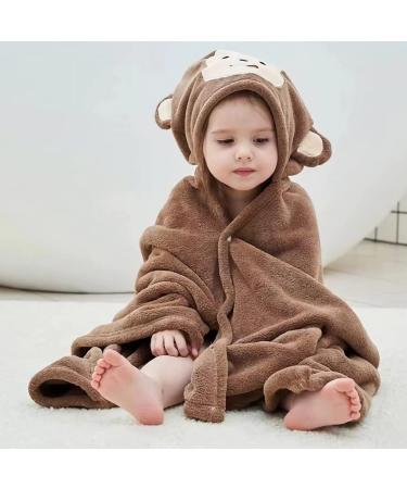 Gneliwm Baby Hooded Bath Towel Swaddle Wrap Blanket Bathrobe Ultra Soft Absorbent Coral Velvet Poncho Shower Towel for Newborn Infant Toddler (Brown Monkey) - Buy Online on SooperMarket.com