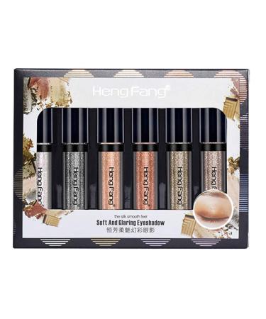 POFET 6pcs Shining Eyeshadow Set - Glitter Glow Eye Shadow Liquid Makeup | Best Shimmering Shades for International Shipping - Buy Online on SooperMarket.com