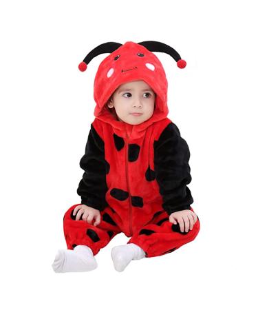 Doladola Unisex Baby Hooded Cartoon Animal Romper Toddler's Jumpsuit Baby's Outfit Infant's Pajama 18-24 Months Ladybug