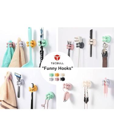 Tecbull Funny Hooks Toothbrush & Razor Holder - Self-Adhesive No Drill 4x Raspberry Red Clamping Brackets & Replacement Pads - Perfect for Shower & Bathroom Organization - Buy Online on SooperMarket.com