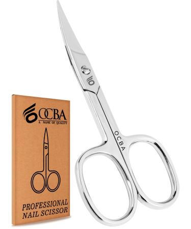 OCBA Cuticle Nail Scissor Professional Stainless Steel Curved Blade Sharp Nail Scissor for Thick Toenails Men Women Suitable for Manicure Pedicure Eyebrows Nose Hair & Beard