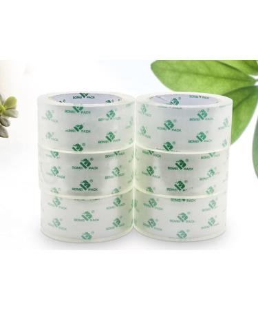 BOMEI PACK Crystal Clear Packing Tape, Packaging Tape Refill Rolls, 6 Rolls 2Mil x1.88 60 Yards for Sealing, Moving, Shipping, Office&Storage 6 PACK: 2mil*1.88inch*60yds