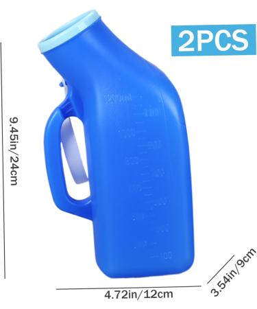 2Pcs Urinal for Men 1200ML Portable Urinal Spill Proof Pee Bottles with Lid & Handle Thick Plastic Male Urinal Large Opening Mens Urinals with Wraped Edge for Travel Hospital Blue. - Buy Online on SooperMarket.com