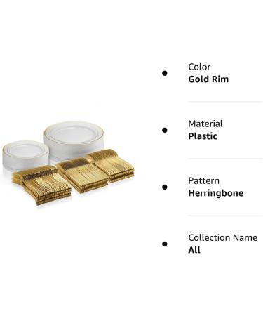 125 Piece Gold Dinnerware Party Set - Elegant Disposable Plates and Silverware for 25 Guests - Perfect for Weddings and Birthday Parties - Buy Online on SooperMarket.com