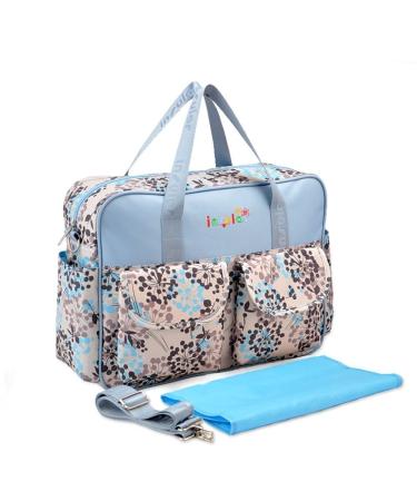 Insular Multifunctional Waterproof Mummy Shoulder Bag Diaper Bag Chic Nappy Changing Bag Tote/Messenger Style Large Light Weight with Changing Mat Adjustable Straps Animal Fun (Blue Dandelion) Blue (Dandelion)