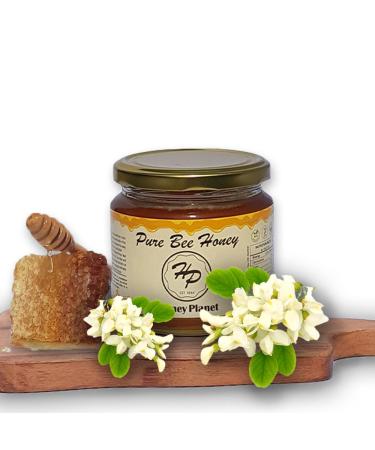 Acacia Pure and Raw Honey from ECO/BIO Area Unheated Unpasteraised Unfiltered Acacia Mountain Honey harvested in our own Bee Farm (Small 500 gram) 500 g (Pack of 1) 500.0
