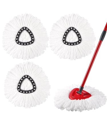 Mop Head Replacement - DTOPNIOR 3 Pack Mop Replacement Heads Compatible with Spin Mop, Microfiber Spin Mop Refills, Easy Cleaning Spin Mop Head Replacement, Mops Head for Floor Cleaning (3) For EasyWring 1 Tank System, 3 Pack White