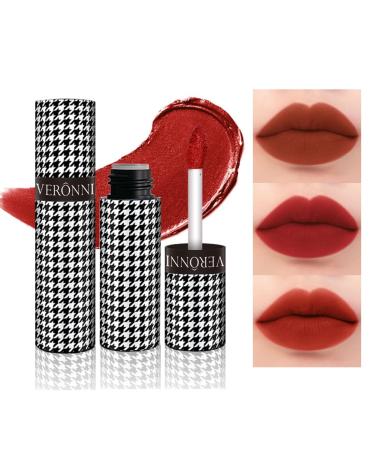 VERONNI 3 Pcs Matte Lipstick Velvet High Pigment Lip Gloss Set Liquid Lipstick Long Lasting Lip Make Matte Lip Gloss Lip Stain Makeup Set Pack Of 3 Lip Gloss Kit For Lips And Face (02)