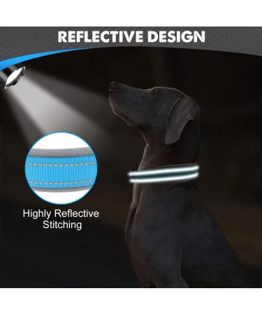 Joytale Softly Padded Neoprene Dog Collar for Large Dogs - Nylon Reflective Wide Collar in Baby Blue (Size L 1 Pack) - Buy Online on SooperMarket.com