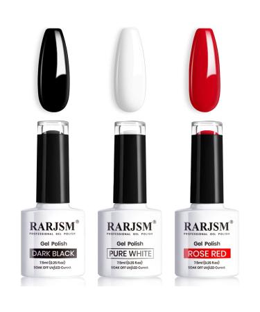 Black White Gel Nail Polish Red Nail Polish Set Soak Off Gel Polish 3PCS 7.5ML UV LED Curing Required Nail Polish Nail Art French Manicure DIY at Home Black White Red