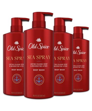 Old Spice Body Wash for Men, Aluminum Free, Sea Spray Cologne Scent, 16.9 Fl Ounce, Pack of 4