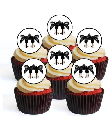 24 Black Bow Heels Cupcake Toppers High Heels Cake Edible Premium Thickness SWEETENED Vanilla Wafer Rice Paper Discs Cake Decorations - Buy Online on SooperMarket.com