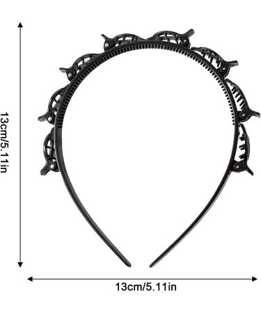 Veeteah Hairband with Clips Hair Pin Headband Twist Plait Headband Hair Tool Double Layer Bangs Hairpin Headband Weave Bangs Clip For Women Girls Black - Buy Online on SooperMarket.com