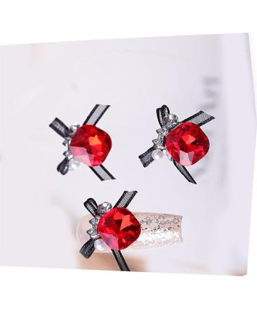 3pcs Nail Art With Rhinestones Organza Bowknot Fingernail Decoration For Salon Home Use Nail Accessories Kit - Buy Online on SooperMarket.com