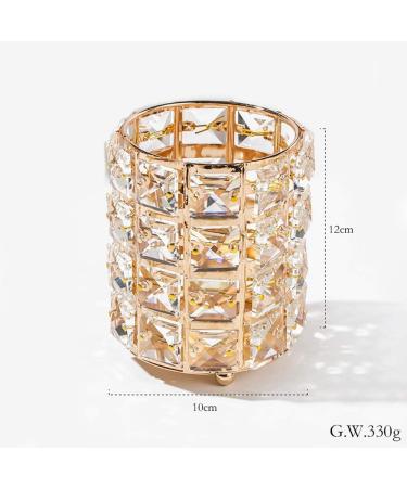 Torribala 2 Pieces Crystal Pen Holder Glass Container in Japanese Metal Luxury Beauty Tool Storage - Buy Online on SooperMarket.com