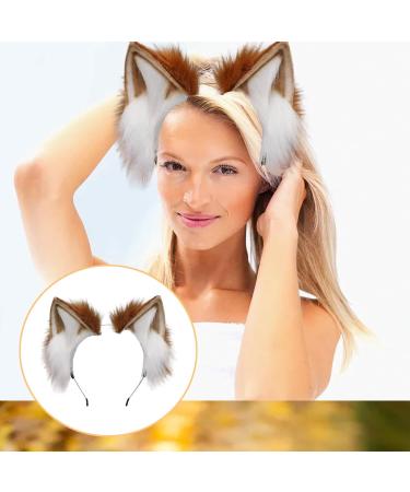 Mystiqut 1Pc Handmade Faux Fur Animal Ear Headband Fox Wolf Ears Headband Halloween Christmas Cosplay Party Costume Accessories Fluffy Wolf Fox Cat Ears Headband Costume Hair Hoop - Buy Online on SooperMarket.com