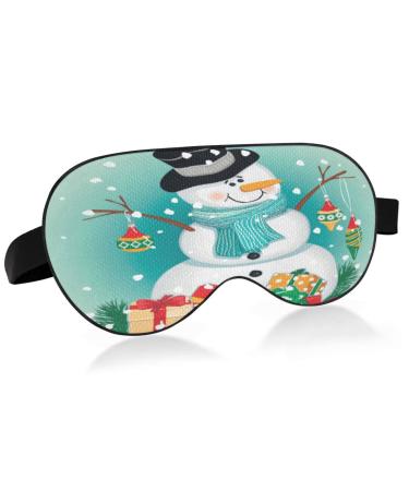 Winter Christmas Snowman Breathable Sleeping Eyes Mask Cool Feeling Eye Sleep Cover for Summer Rest Elastic Contoured Blindfold for Women & Men Travel