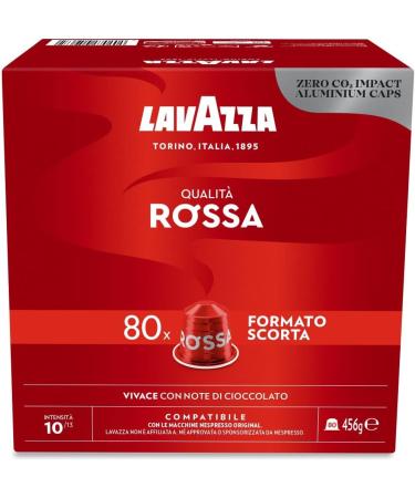 Nespresso Compatible Lavazza Qualita Rossa 80 Aluminium Coffee Capsules Family Pack - Dried Fruits Hazelnut Chocolate 80 Count - Buy Online on SooperMarket.com
