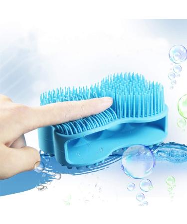 Emoly Soft Silicone Body Brush Scrubber | Exfoliating Skin Spa Massage Glove | Antiskid Finger Sleeve | Blue - Buy Online on SooperMarket.com