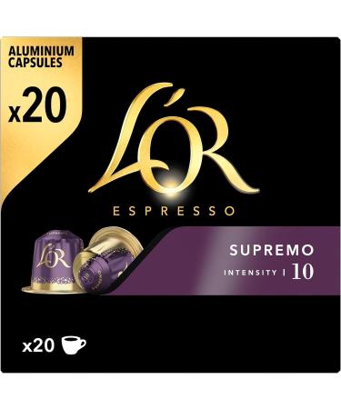L'OR Espresso Supremo Coffee Pods Nespresso Compatible Aluminium Capsules Intensity 10 (Pack of 10 Total 200 Pods) - Buy Online on SooperMarket.com