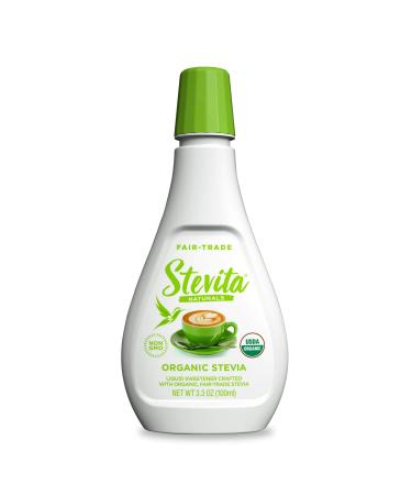 Stevita Organic Liquid Stevia - 3.3 oz - All-Natural Sweetener, Zero Calories - USDA Organic, Non-GMO, Vegan, Kosher, Keto, Paleo, Gluten Free - 500 Servings 3.3 Fl Oz (Pack of 1)